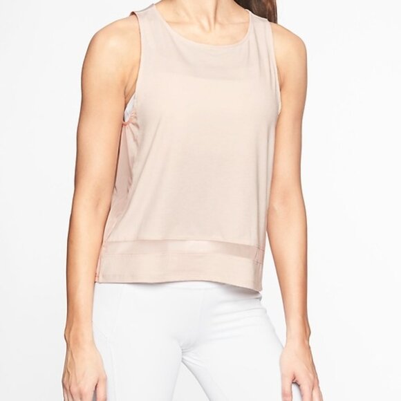 Athleta Tops - Athleta Essence Mesh Trim Women's Pale Pink XX-Small Sleeveless Tank Top EUC